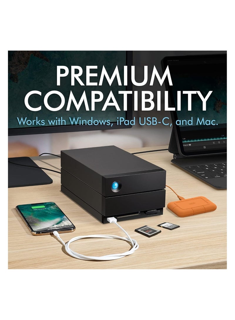 لاسي LaCie ‎2big Dock سعة 28 تيرابايت قرص صلب خارجي مكتبي HDD – متوافق مع Thunderbolt وUSB4، مع استعادة البيانات لأجهزة Mac وPC ‏(STLG28000400) - Image 4