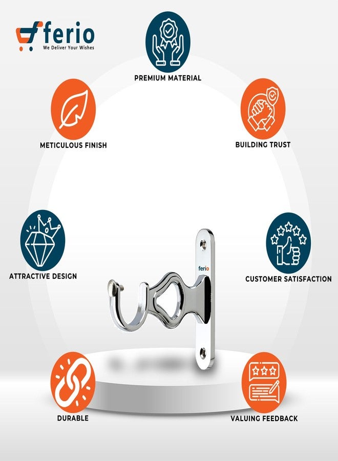 Ferio Zinc Chrome Finish Curtain Holder and Brackets for Door and Window Parda Holder 1 Inch Rod Size Silver (Pack of 2) - Image 3