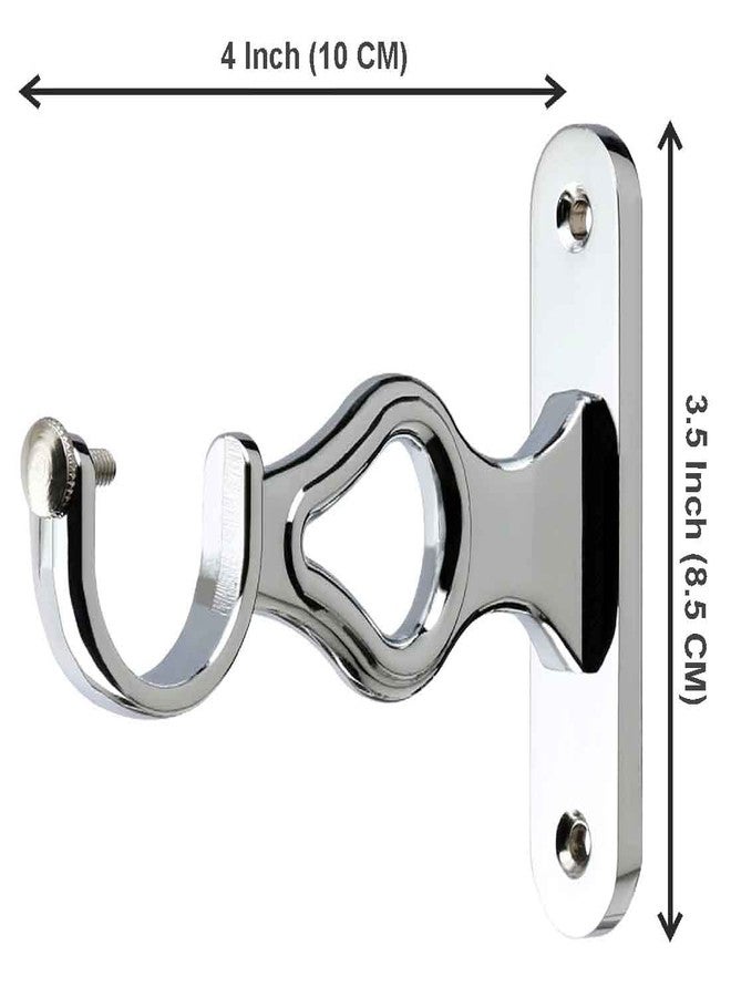 Ferio Zinc Chrome Finish Curtain Holder and Brackets for Door and Window Parda Holder 1 Inch Rod Size Silver (Pack of 2) - Image 2