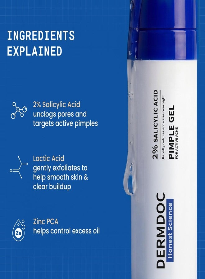 DERMDOC 2% Salicylic Acid w/w Pimple Gel, 5ml | Acne Spot Treatment for Oily & Acne-Prone Skin | Reduces Pimples, Redness & Inflammation | Clears Clogged Pores | Lightweight & Fast Absorbing | Anti-Acne Gel for Breakouts & Active Pimples - Image 3