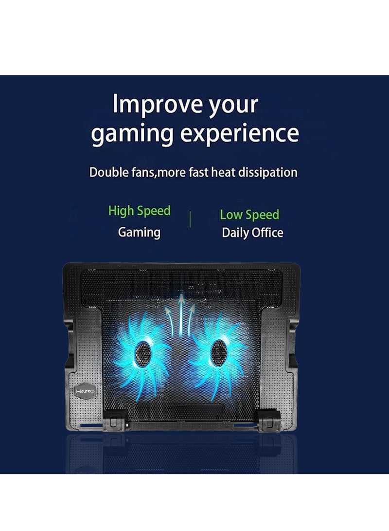 Haing Laptop Notebook Cooling Pad Laptop Notebook Stand 2 Heavy Duty Fan Upto 15.6" Laptop HAING - Image 1