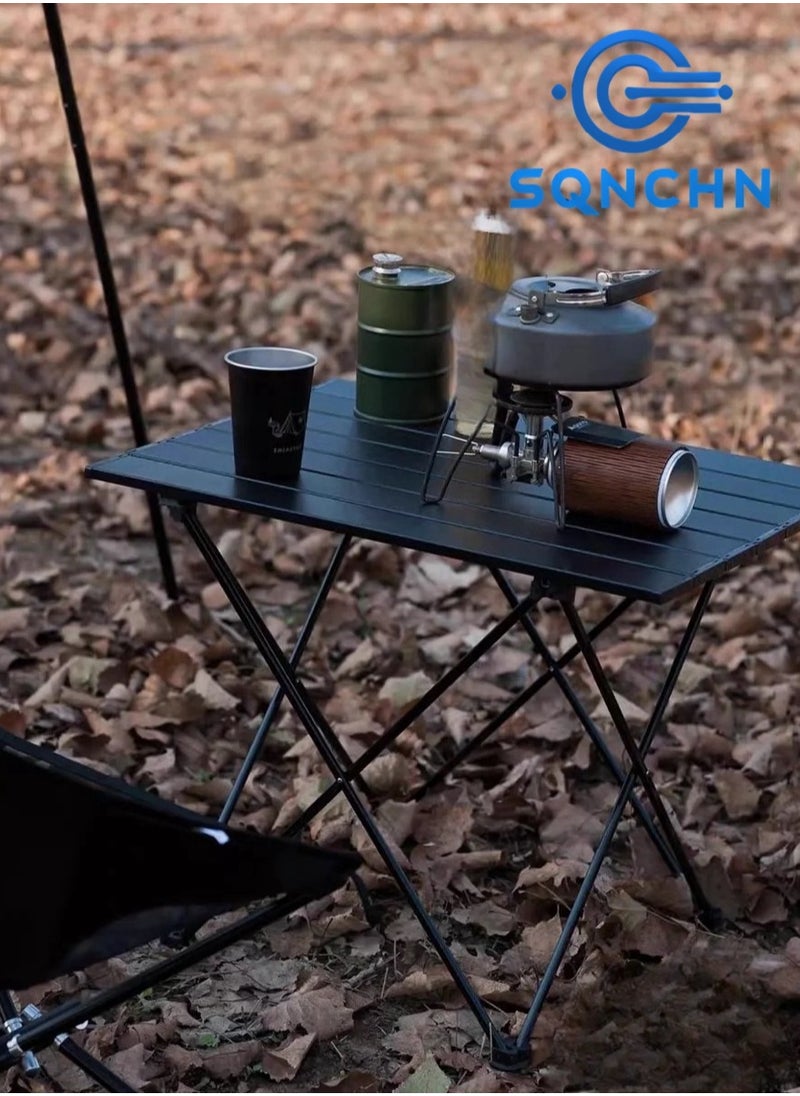SQNCHN - Premium Extra-Large Portable Aluminum Alloy Outdoor Folding Table – High-Quality, Lightweight, and Durable Black Design with Storage Bag, Perfect for Camping, Picnics, and Outdoor Activities (68cm x 46cm x 40cm) - Image 1