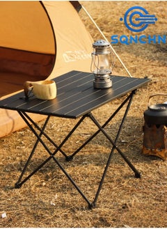 SQNCHN Premium Extra-Large Portable Aluminum Alloy Outdoor Folding Table – High-Quality, Lightweight, and Durable Black Design with Storage Bag, Perfect for Camping, Picnics, and Outdoor Activities (68cm x 46cm x 40cm)  - Image 4