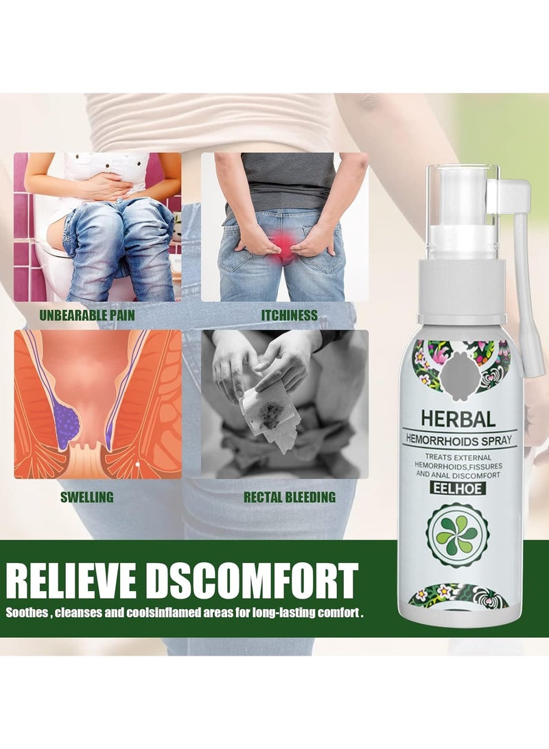Natural Herbal Hemorrhoids Spray, 100% Natural Formula 30ml, Bleeding Hemroid Treatment, Soothing Relief, Calms Itching Burning, Gentle, Works Fast for External Treatment (2pcs) - Image 4