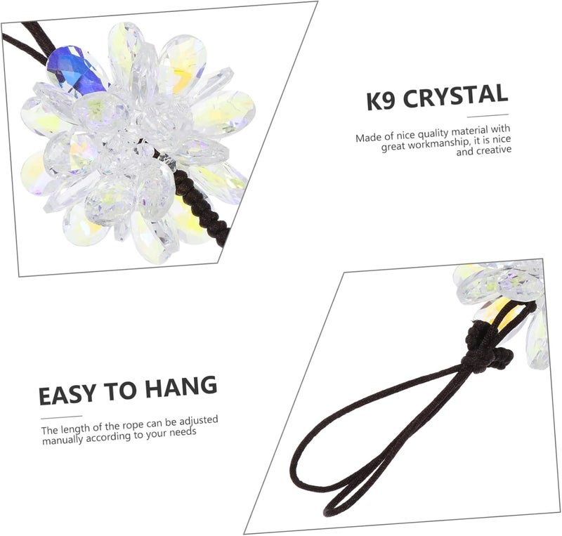 SMASOLO Crystal Dazzling Flower Pendant Car Hanging Ornament with Colorful White Crystal for Vehicle Interior Decoration and Home Display - Image 3
