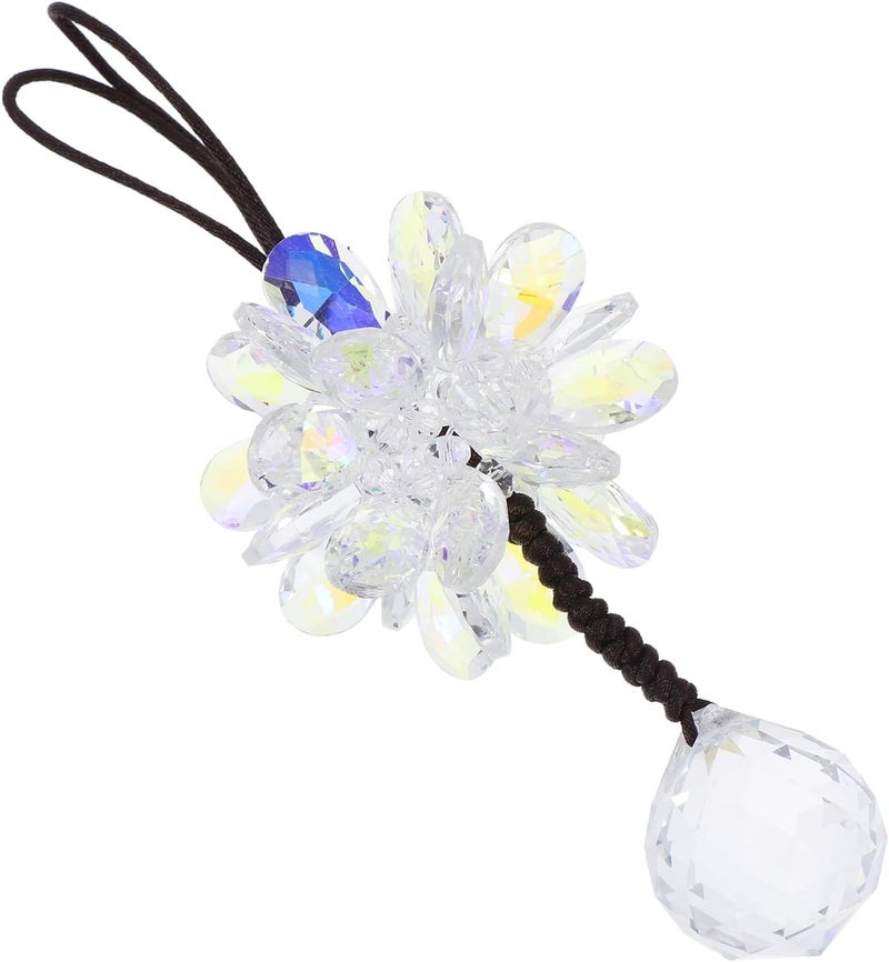 SMASOLO Crystal Dazzling Flower Pendant Car Hanging Ornament with Colorful White Crystal for Vehicle Interior Decoration and Home Display - Image 1