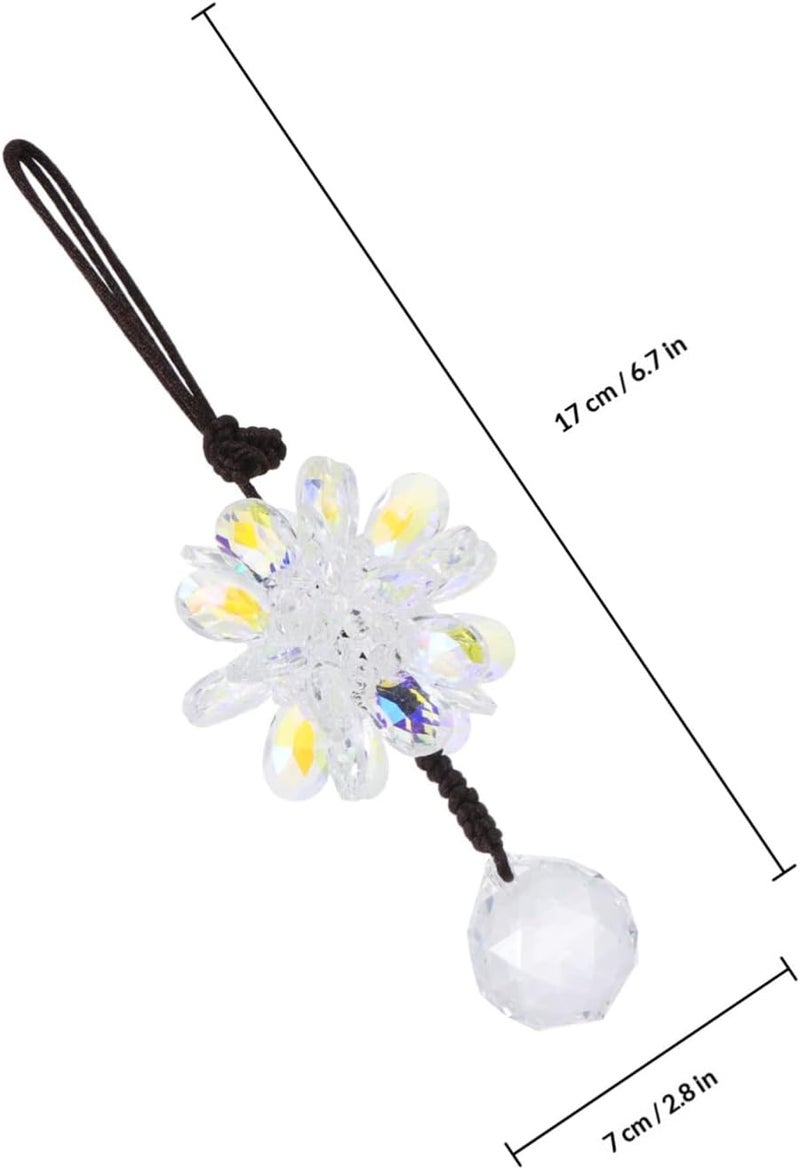 SMASOLO Crystal Dazzling Flower Pendant Car Hanging Ornament with Colorful White Crystal for Vehicle Interior Decoration and Home Display - Image 2