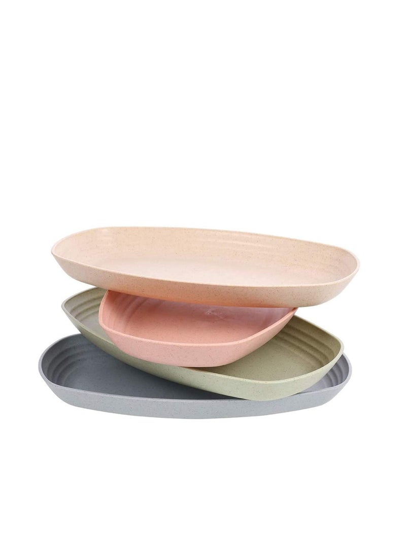 Y&D - Wheat Straw Plates 4 Pack, Dish Unbreakable Ligtweight Biodegradable Appetizer Cereal Dinner Plates, Tableware for Snack Salad Noodle Pasta Kids, Toddler & Adult - Colors - Image 1