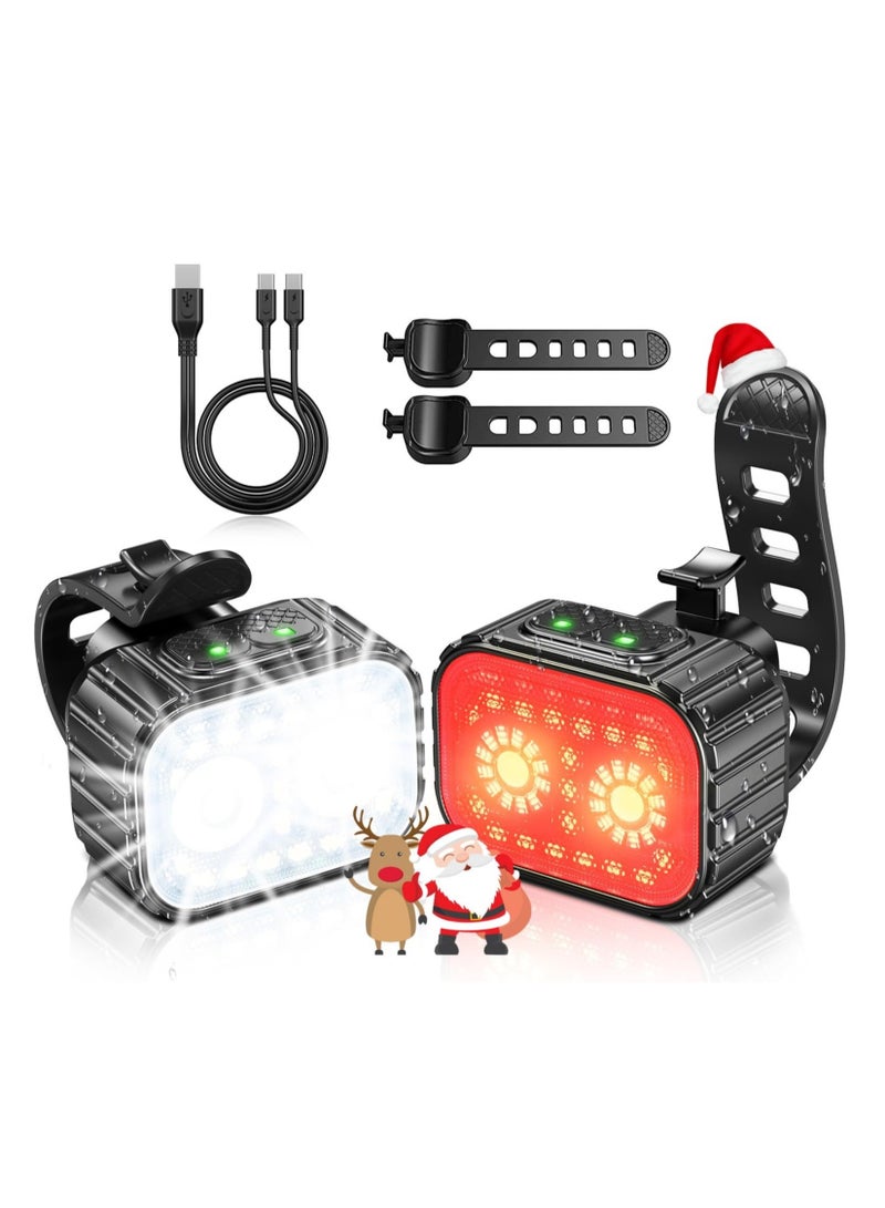 Hihonor Lights for Night Riding, Ultra Bright Rechargeable Bike Light Front and Back, IPX6 Waterproof Bicycle Light Headlight and Tail Light Set, 8/12 Modes, 58Hrs Runtime, Easy to Install  - Image 1