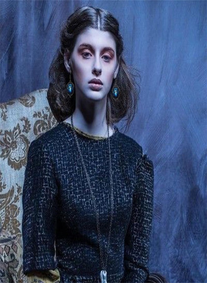 RLHRNDE Halloween Moon Magic Necklace Earrings Set for Women Forest Cameo Earrings Vintage Victorian Crystal Gem Crow Necklace Halloween Vampire Mystic Witch Costumes Jewelry Set Gifts (Forest) - Image 3