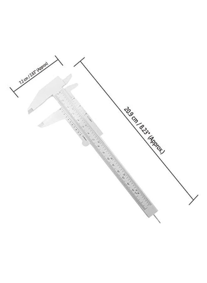 T&B 6Inch 150mm Mini Caliper Double Scale Plastic Vernier Caliper for Jewelry Sliding Gauge Ruler Measuring Tool 5PCS(White) - Image 2