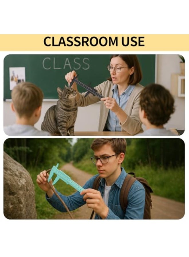 T&B 6Inch 150mm Mini Caliper Double Scale Plastic Vernier Caliper for Jewelry Sliding Gauge Ruler Measuring Tool 5PCS(White) - Image 3