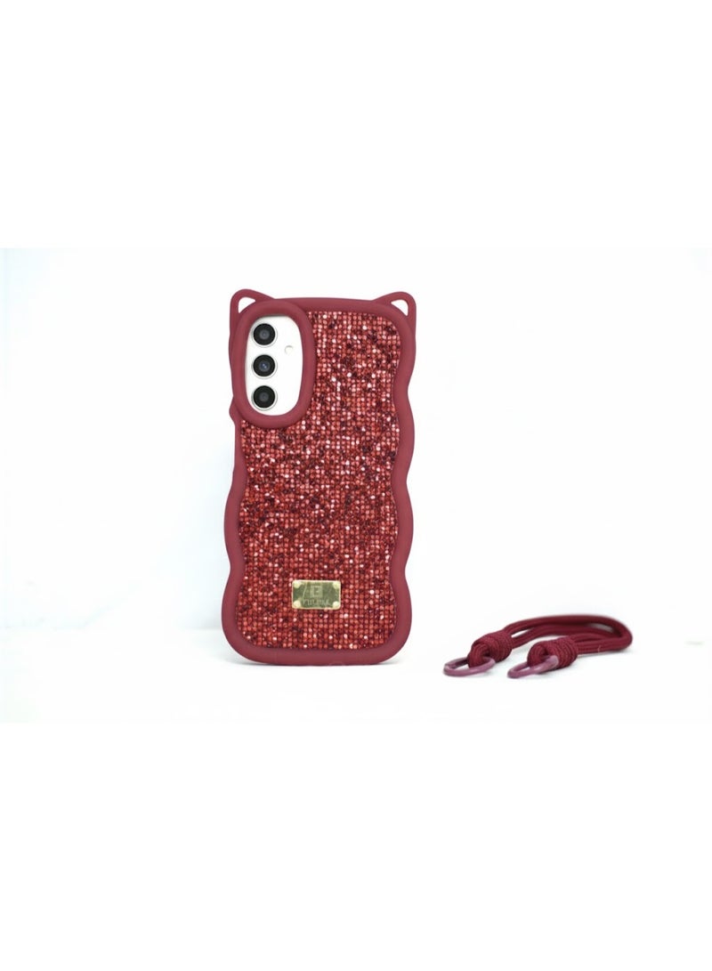 Diamond silicone case with a sun-kissed velvet interior, for samsung a54 (wine red)