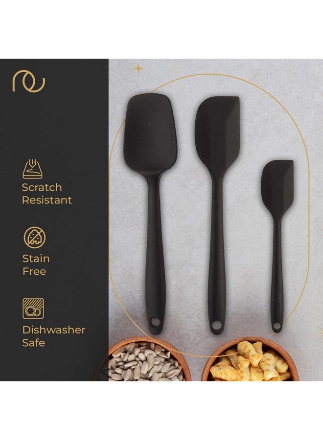 FrenchWare ملاعق سيليكون غير لاصقة من فرنش وير (مجموعة من 3، باللون الأسود) للطهي والخبز، مقاومة للحرارة حتى 230°C، آمنة للطعام وخالية من BPA، قابلة للغسل في غسالة الصحون، معتمدة من إدارة الغذاء والدواء - Image 2