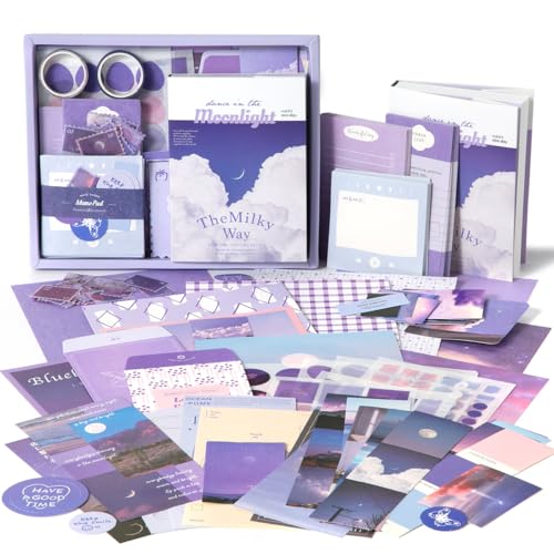 Niwlix Aesthetic Scrapbook Kit, 346 Pcs, A6 Grid Notebook, Scrapbook/Background Papers, Folding Labels, Envelopes, Washi, Photo Frames, Calendar Stickers, DIY Gift Journaling Kit for Teen Girl Women - Image 1