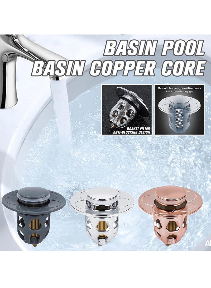 Universal Bathroom Sink Plug, Pop Up Drain Stopper for 1.2,1.5 Inch Basins, Replacement Filter for Kitchen and Bathroom Sinks, Durable and Efficient Drain Solution (Black) - Image 4