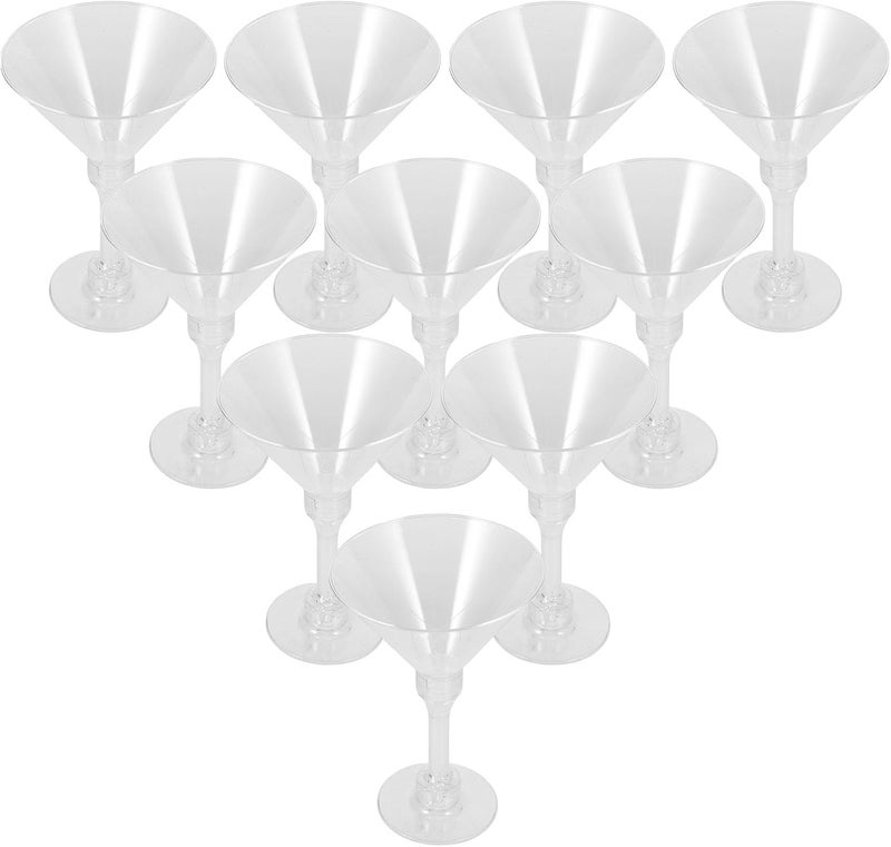 ABOOFAN Reusable Plastic Wine Goblets Set of 10 150ml Stemmed Cocktail and Margarita Glasses for Parties and Banquets - Image 1