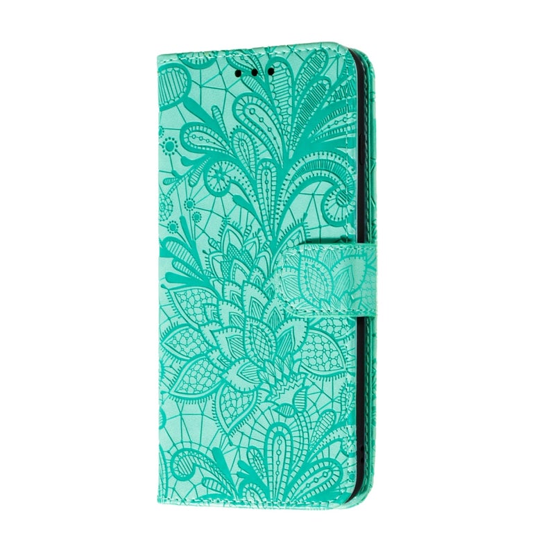 HuHa Protective Cover For Huawei Enjoy 10e Lace Flower Embossing Pattern Horizontal Flip Leather Case , with Holder & Card Slots & Wallet & Photo Frame & Lanyard(Green) - Image 2