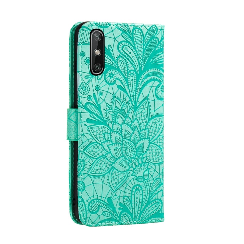 HuHa Protective Cover For Huawei Enjoy 10e Lace Flower Embossing Pattern Horizontal Flip Leather Case , with Holder & Card Slots & Wallet & Photo Frame & Lanyard(Green) - Image 3