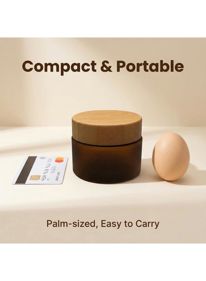 erioctry 150ML 5oz Empty Amber PET Plastic Cosmetic Container Case with Natural Bamboo Cap Cream Lotion Box Ointments Bottle Food Bottle Makeup Pot Jar - Image 5