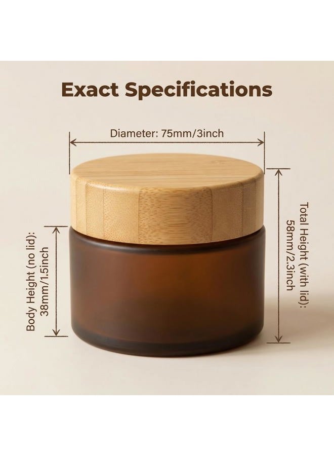 erioctry 150ML 5oz Empty Amber PET Plastic Cosmetic Container Case with Natural Bamboo Cap Cream Lotion Box Ointments Bottle Food Bottle Makeup Pot Jar - Image 2
