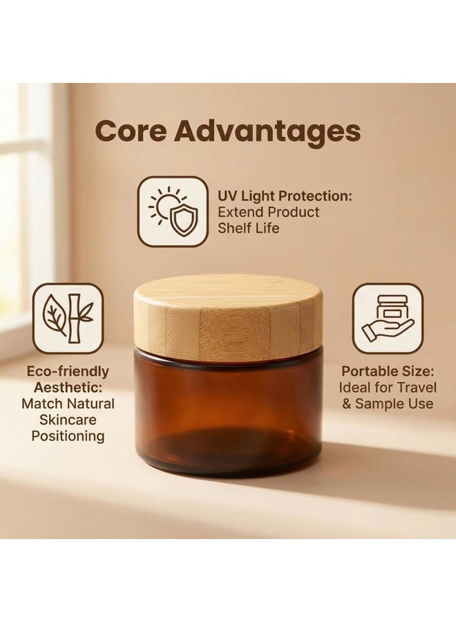 erioctry 150ML 5oz Empty Amber PET Plastic Cosmetic Container Case with Natural Bamboo Cap Cream Lotion Box Ointments Bottle Food Bottle Makeup Pot Jar - Image 3