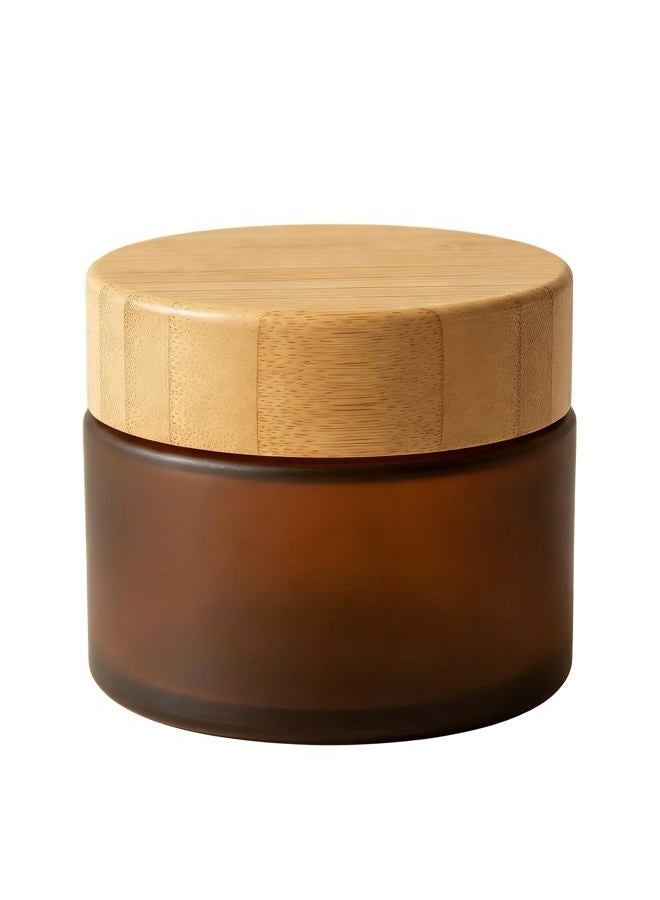 erioctry 150ML 5oz Empty Amber PET Plastic Cosmetic Container Case with Natural Bamboo Cap Cream Lotion Box Ointments Bottle Food Bottle Makeup Pot Jar - Image 1