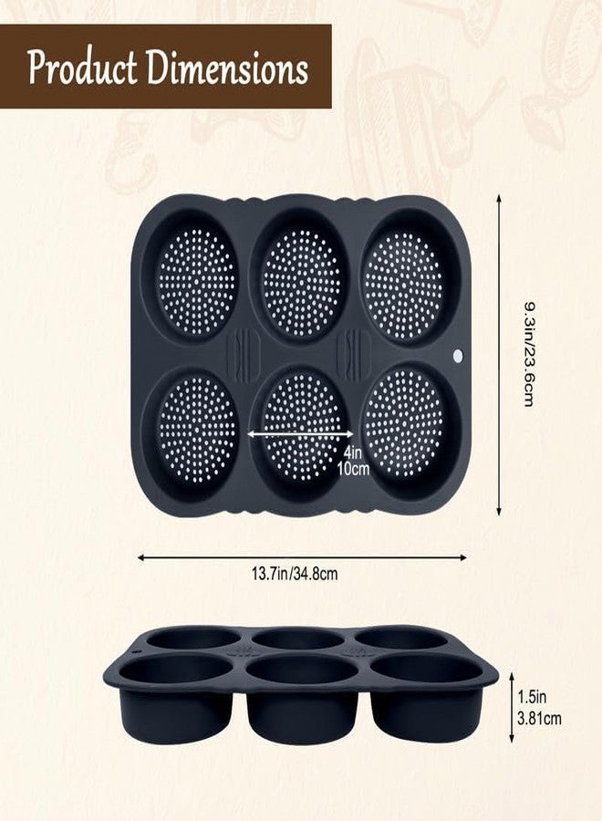 Obsoorth Hamburger Bun Pan,6 Cavity Silicone Hamburger Bread Mold,Non-Stick Heat-Hamburger Bun Mold,Food-Safe Silicone Hamburger Bun Pans for Baking Hamburger Bun hot dog bun pan - Image 3