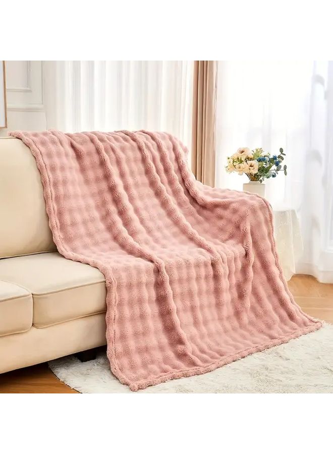 3D Bubble Plush Fleece Throw Blanket Grey 39x59 Inch Soft Lightweight Warm - Image 4