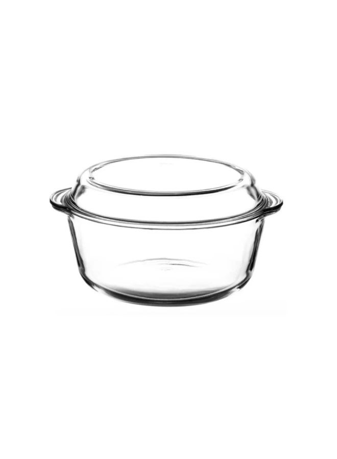 بوركام طاجن زجاجي دائري للفرن من بوركام مع غطاء سعة 3150 مل – صنع في تركيا - Image 1