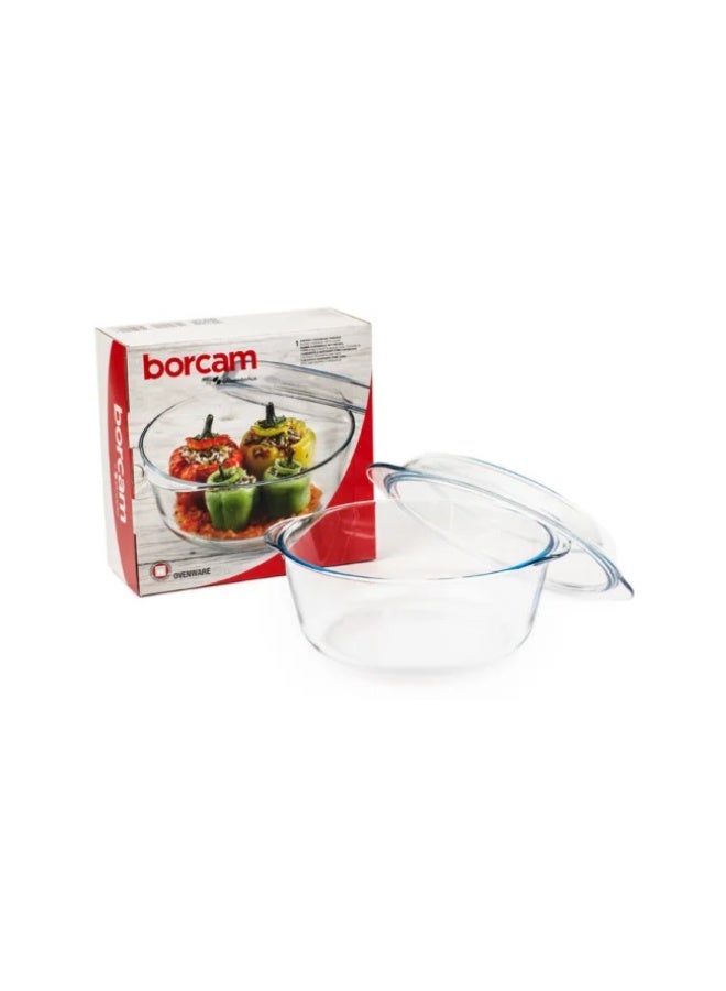 بوركام طاجن زجاجي دائري للفرن من بوركام مع غطاء سعة 3150 مل – صنع في تركيا - Image 4