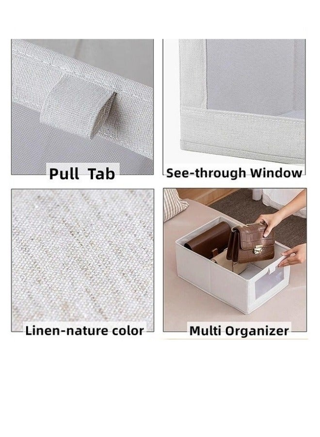 MIXDE 4 Pack Linen Storage Bins Large Storage Boxes Baskets With Visual Window,Storage Containers For Organizing Clothing,Jeans,Toys,Closet,Wardrobe,Closet Organizers  - Image 5