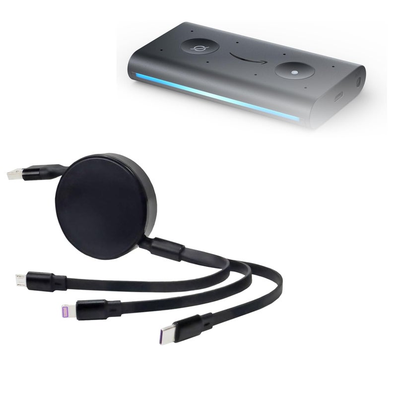 BoxWave Cable Compatible with Amazon Echo Auto AllCharge PD miniSync 100W Retractable HighSpeed Charging Portable USB Cable Jet Black - Image 2