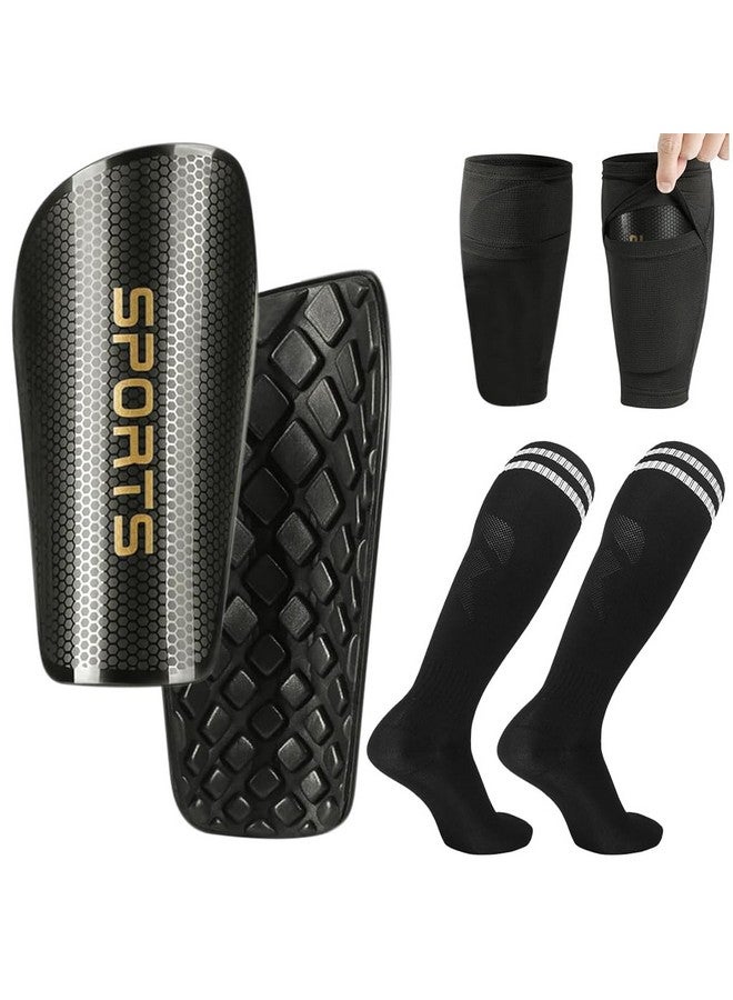 Optifit® Kids Shin Guards Set of 3 EVA Cushioning Shin Guards Shine Guards Sleeve and Knee High Compression Socks Teens Kids Sport Shin Guards Set - Image 1