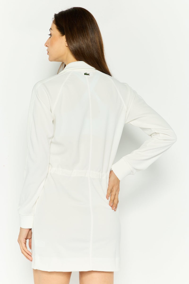LACOSTE Women Brand Logo Shift Dress, White - Image 4