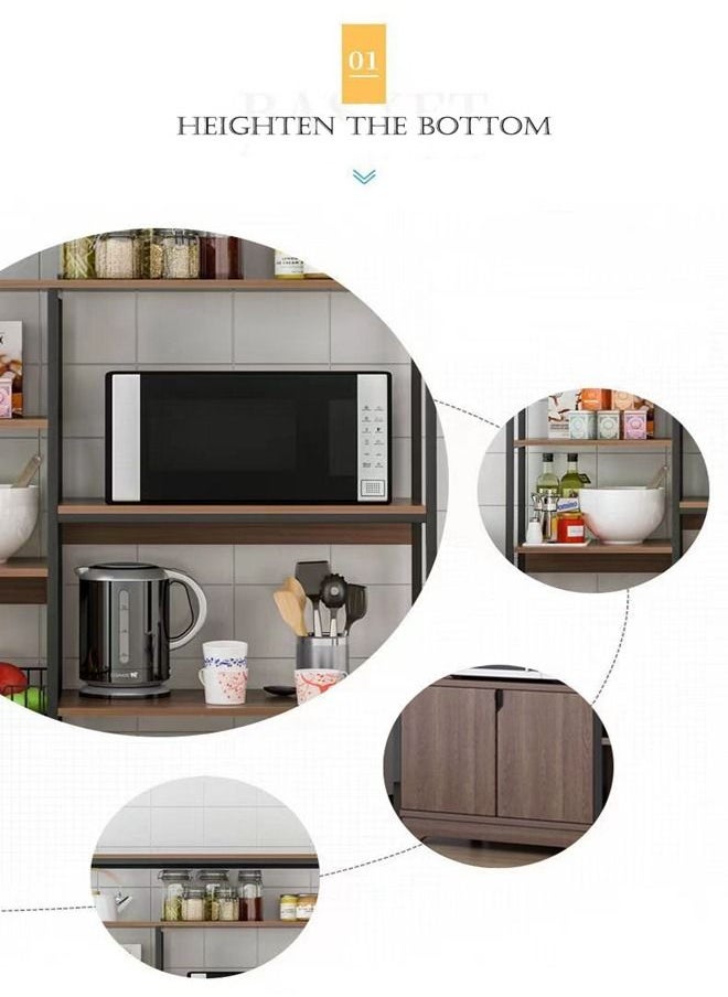 HomarKet - 4-Tier Kitchen Storage Shelf Microwave Oven Stand Rack Spice Organizer with Storage Cabinet Large Storage Rack for Home Hotel Living Room Bathroom and Office - Image 1