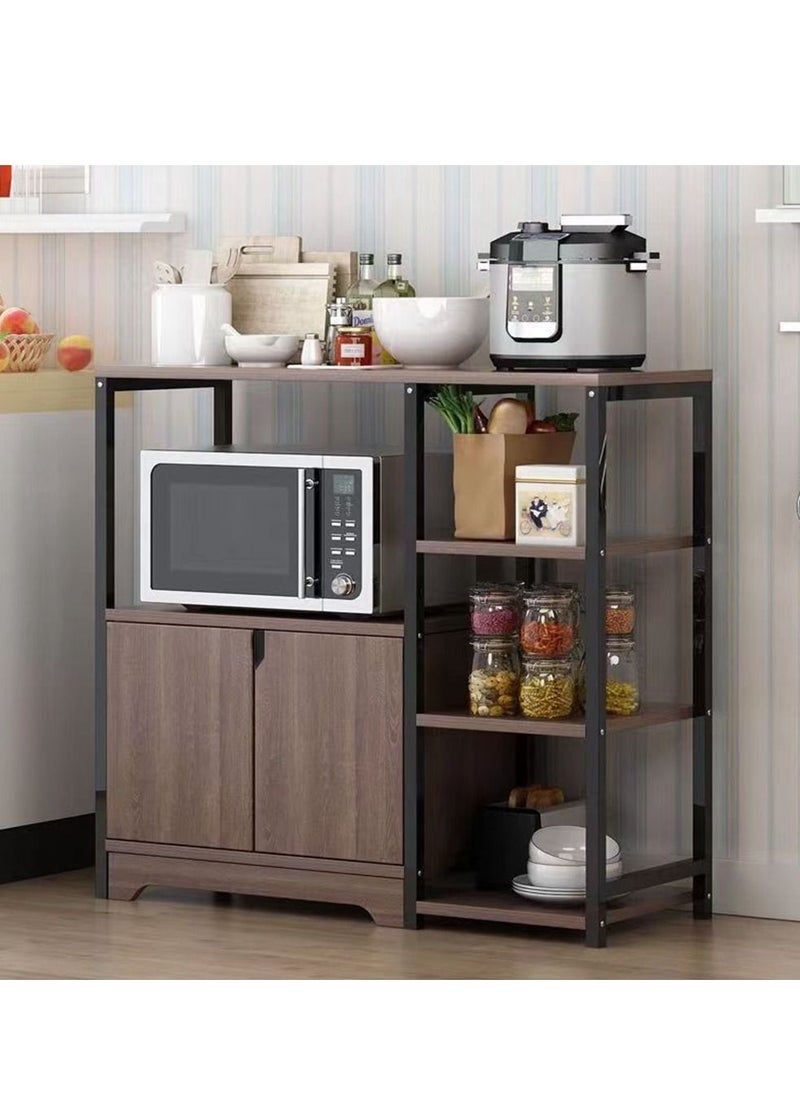 HomarKet - 4-Tier Kitchen Storage Shelf Microwave Oven Stand Rack Spice Organizer with Storage Cabinet Large Storage Rack for Home Hotel Living Room Bathroom and Office - Image 1