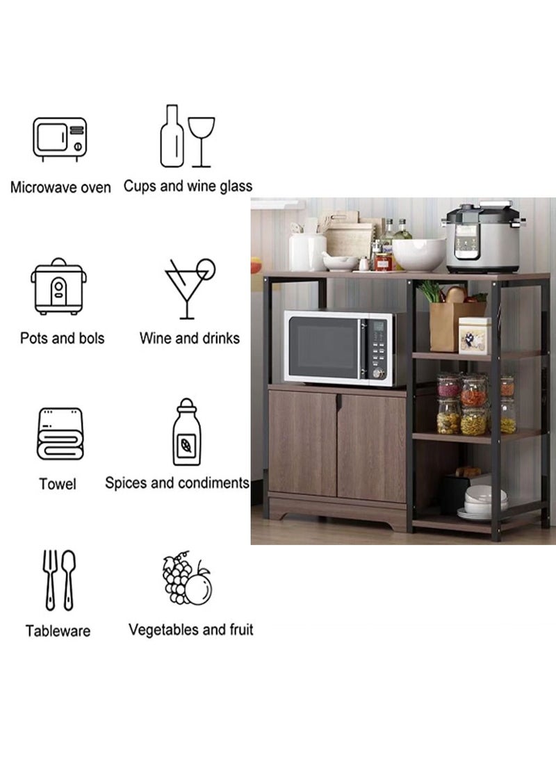 HomarKet - 4-Tier Kitchen Storage Shelf Microwave Oven Stand Rack Spice Organizer with Storage Cabinet Large Storage Rack for Home Hotel Living Room Bathroom and Office - Image 1