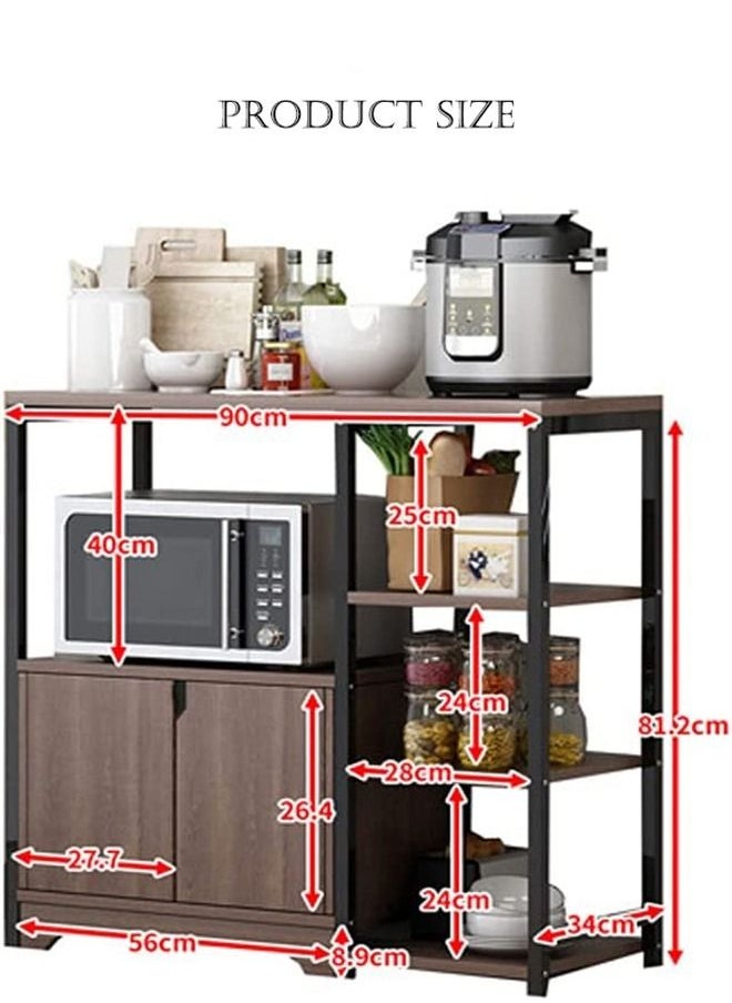HomarKet - 4-Tier Kitchen Storage Shelf Microwave Oven Stand Rack Spice Organizer with Storage Cabinet Large Storage Rack for Home Hotel Living Room Bathroom and Office - Image 1