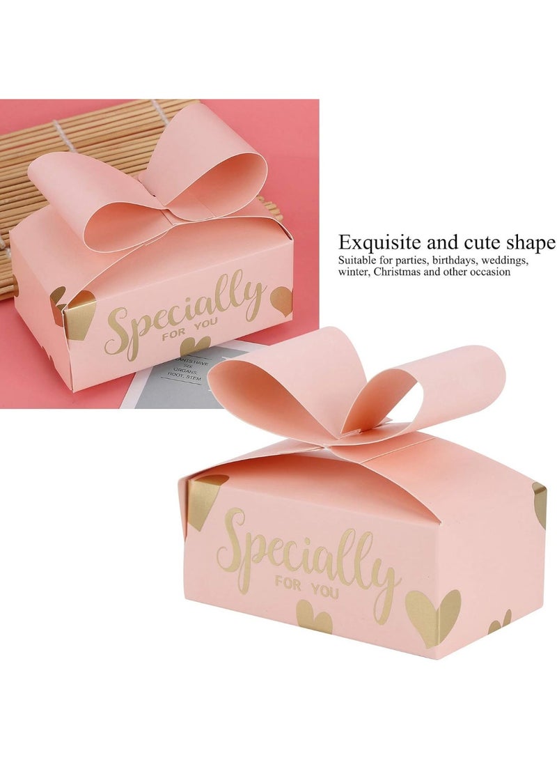 PTTIMFFM 50 PCS Pink Bowknot Candy Boxes, Elegant Paper Gift Boxes for Weddings, Parties, Birthdays, Chocolate Favors - Image 2