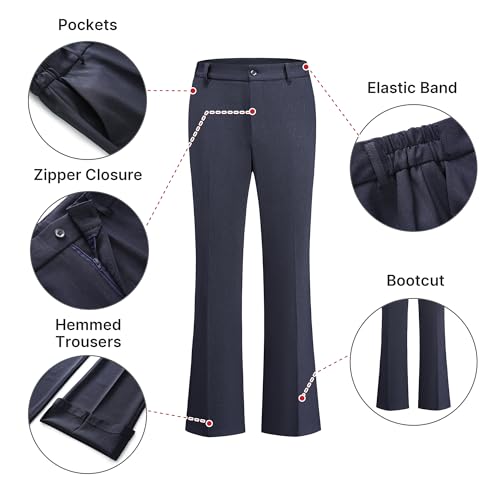TRONSTORE Women's Suit 2 Piece Set Pinstripe Blazer and Bootcut Dressy Pants Set for Work Office Business Outfits-Navy Blue M - Image 5