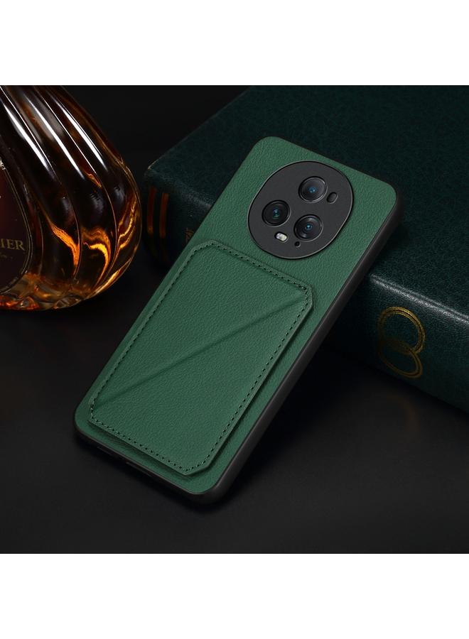 Green Tiger Case For Honor Magic5 Ultimate 5G D04 Calf Texture Dual Card Slot Holder Phone Case - Image 2