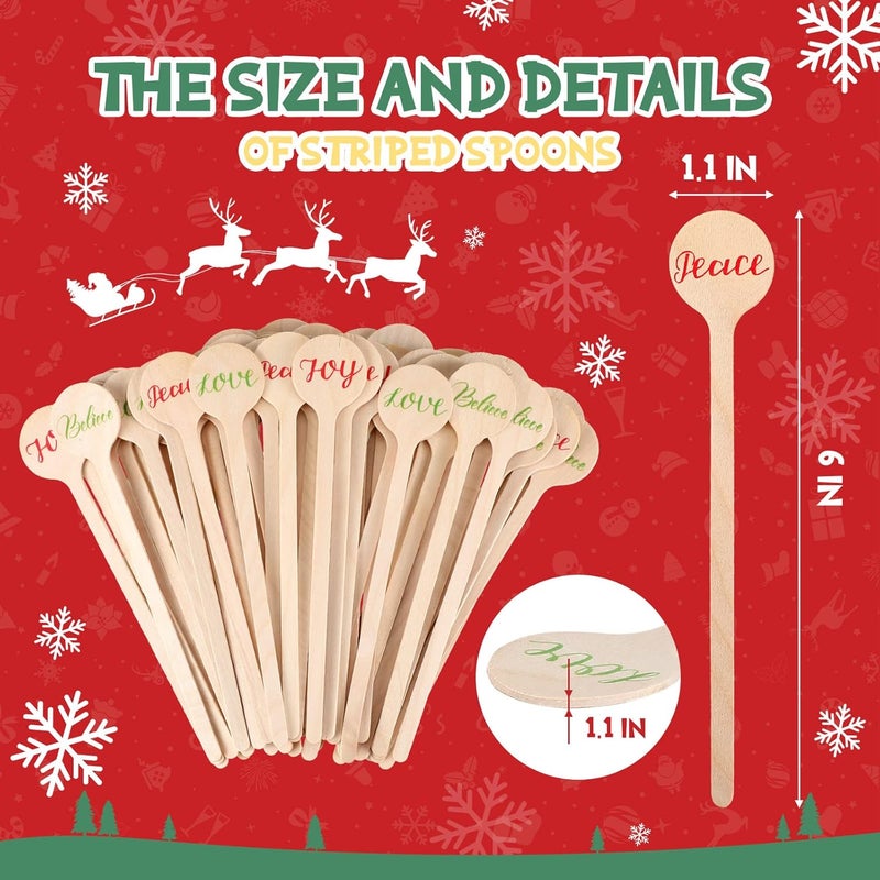 Hoolerry 200 Pcs Wooden Coffee Stirrer 6 Inch Disposable Cocktail Drink Beverage Coffee Stir Sticks Round End Wooden Sticks for Coffee Milk Cocktail Tea(Joy Believe Love Peace) - Image 4