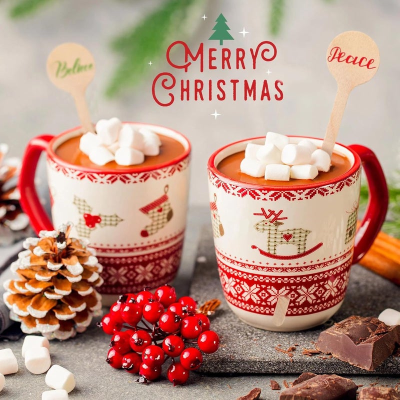 Hoolerry 200 Pcs Wooden Coffee Stirrer 6 Inch Disposable Cocktail Drink Beverage Coffee Stir Sticks Round End Wooden Sticks for Coffee Milk Cocktail Tea(Joy Believe Love Peace) - Image 5