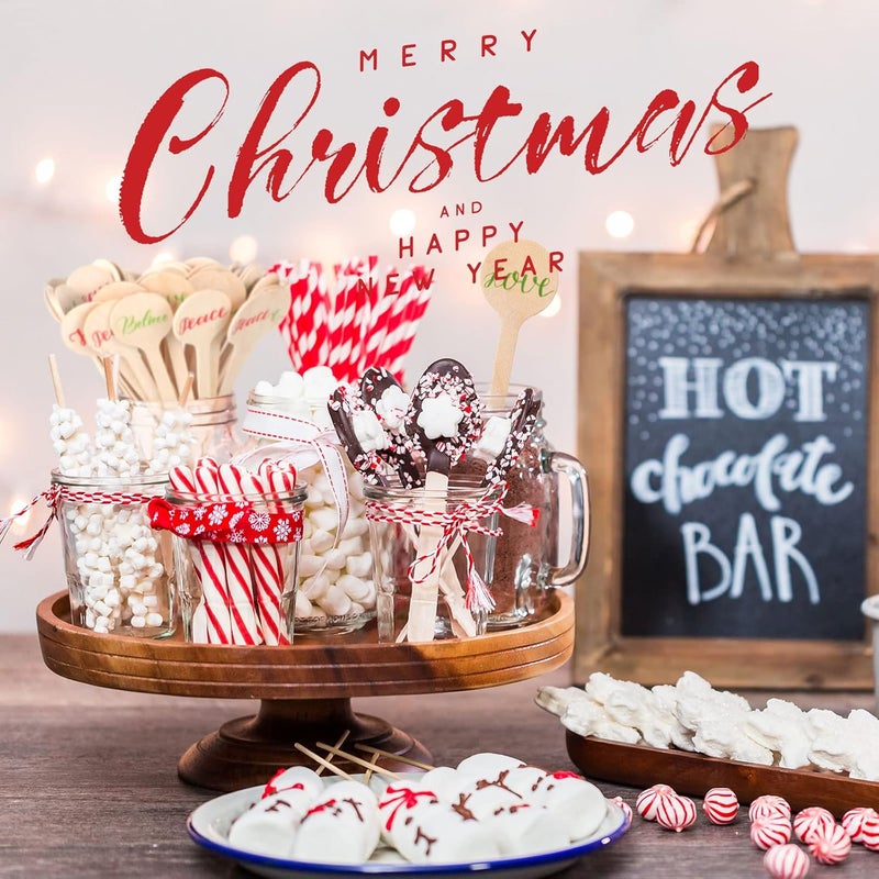 Hoolerry 200 Pcs Wooden Coffee Stirrer 6 Inch Disposable Cocktail Drink Beverage Coffee Stir Sticks Round End Wooden Sticks for Coffee Milk Cocktail Tea(Joy Believe Love Peace) - Image 3