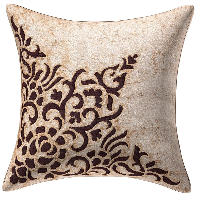 BUNIO Decorative Beige Velvet ThrowPillow Cushion Cover Set of 5 Designer Soft Pillow Cover for Sofa Couch Living Room 16 x 16 inches Beige - Image 2