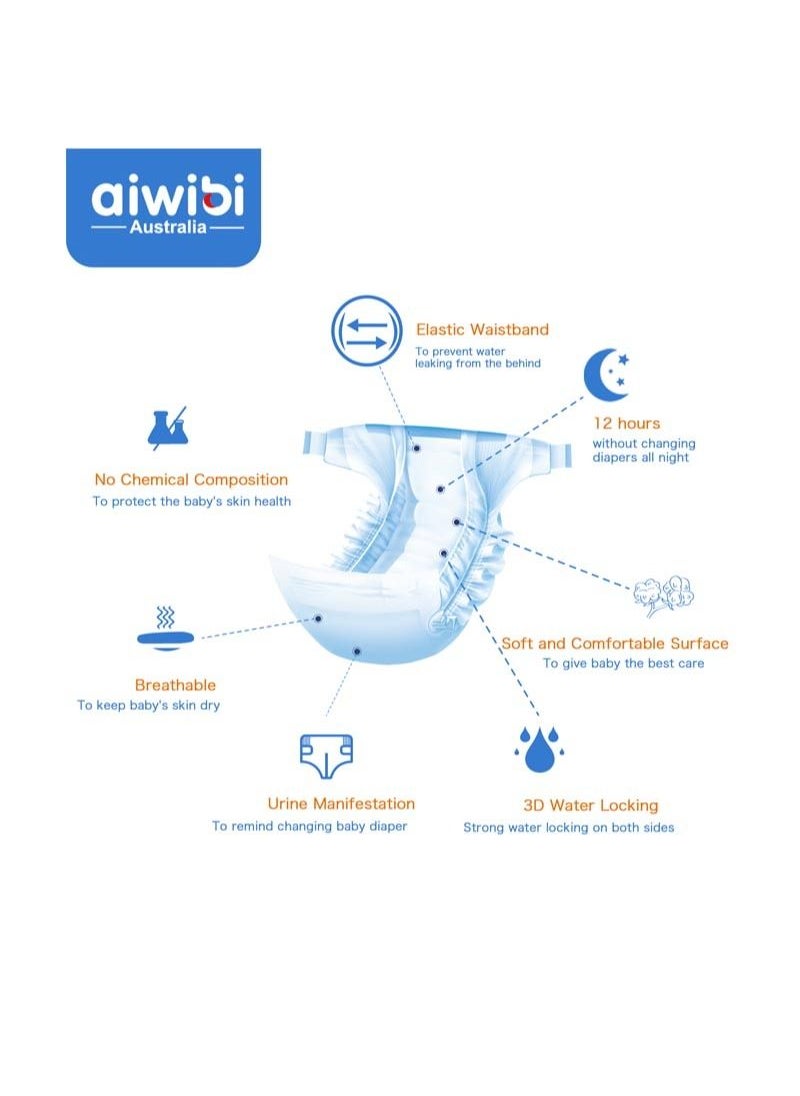 aiwibi - Aiwibi Premium Baby Diapers Size S 3-6KG 72 Pieces - Image 1