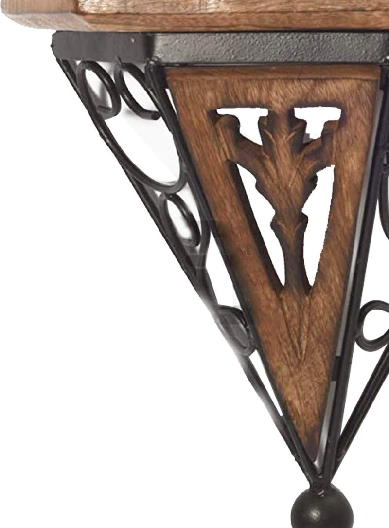 CRAFTCASTLE Wooden & Wrought Iron Fancy Wall Bracket Shelf/Rack for Home & Living Room (27 X 25 X 10) cm Natural Black - Image 4