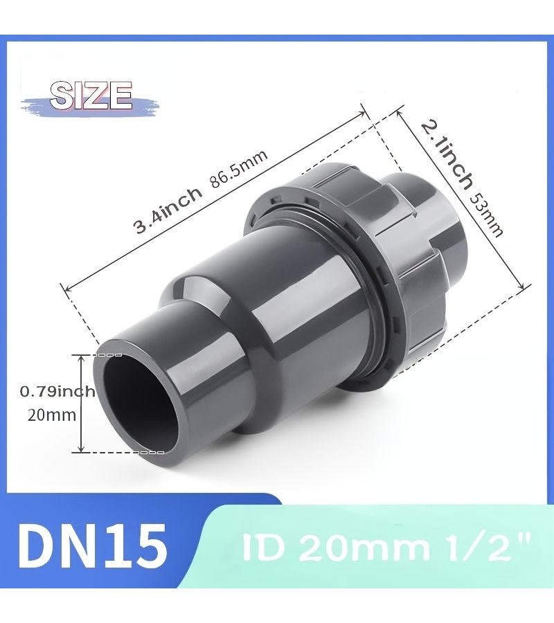 32Mm 1 Inch UPVC Ball Check Valve Non Return One Way Valve For Water Pipe Fittings - Image 3