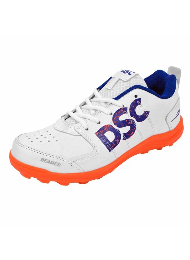 DSC Beamer Cricket Shoes | Color: Fluro Orange/White | Size: 10 UK, 11 US, 45 EU | Material: PVC | For Men & Boys | Lightweight and Durable | Ventilation Holes | Superior Cushioning - Image 1